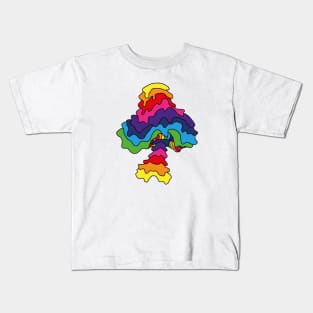 The Perfect Magic Mushroom: Trippy Drippy Rainbow Line Art Kids T-Shirt